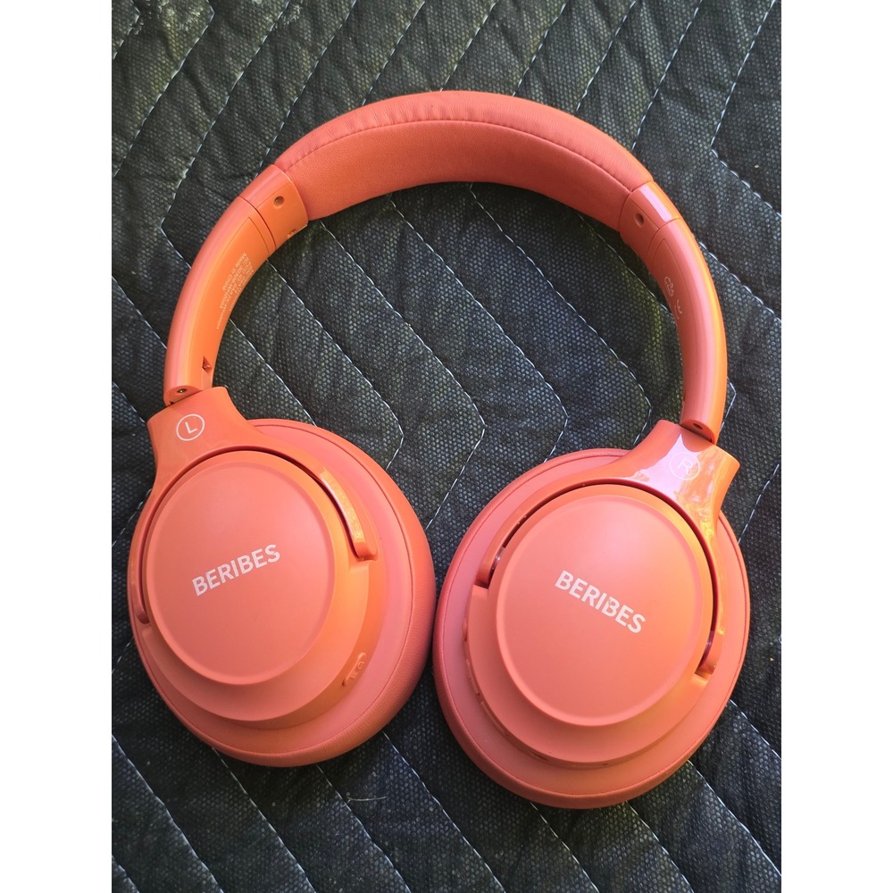 BERIBES WH202A Bluetooth Wireless Over Ear Headphones Coral Pink Orange